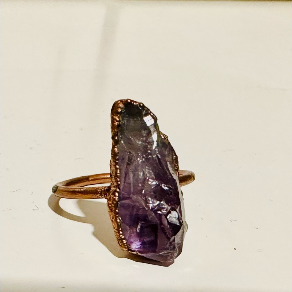 Raw Amethyst Gemstone Ring, February Birthstone Ring, Raw Amethyst Ring 6